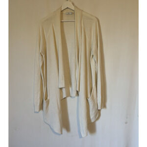 Vince Cardigan Sweater Large Womens Cream Open Front Waterfall